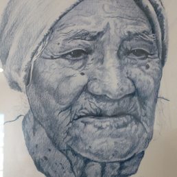 a drawing of an old woman
