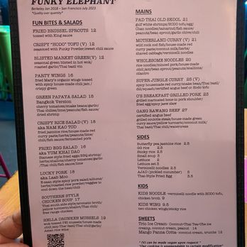 Funky Elephant - Menu - Thai Near Me - San Francisco, California Funky Elephant - Menu - Thai Near Me - San Francisco, California