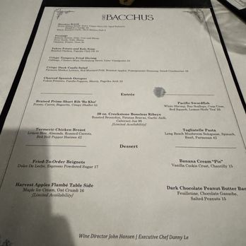 Chez Bacchus - Menu - New American Near Me - Long Beach, California Chez Bacchus - Menu - New American Near Me - Long Beach, California