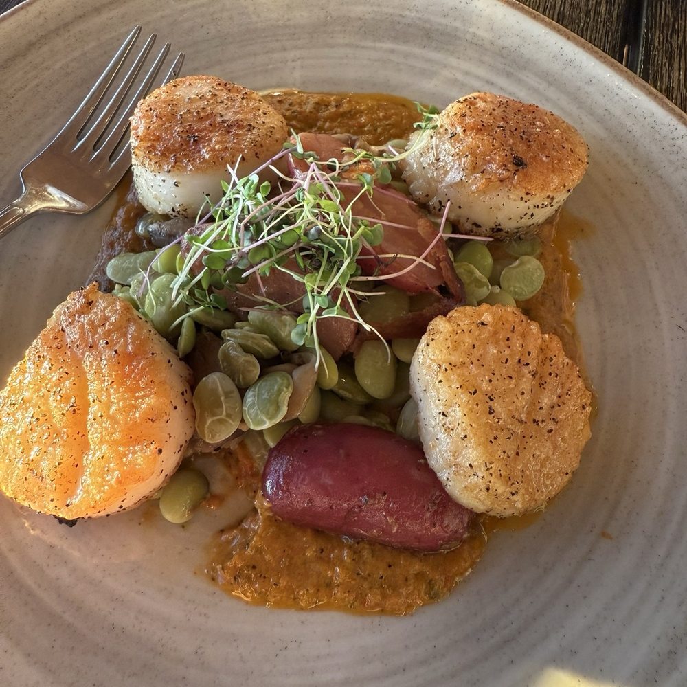 The Village Table & Tavern - Pan seared scallops. - New American Near Me - Duck, North Carolina