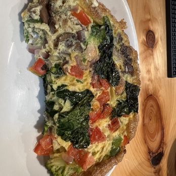 Full Send Bar and Grill - Veggie omelet with bacon. It was crispy, i think cooked in lots of oil or butter. But yummy, lots of veggies. - Bars Near Me - Pittsburg, New Hampshire