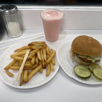 White Rose Hamburgers - Cali Burger with fries and strawberry  shake - Burgers Near Me - Highland Park, New Jersey