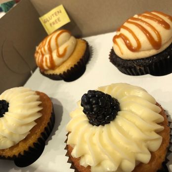 Cupcakin' Bake Shop - Two Salted Caramel, one Gluten Free, and the Flavor of the Month, Lemon Blackberry...DELICIOUS!! - Bakeries Near Me - Walnut Creek, California