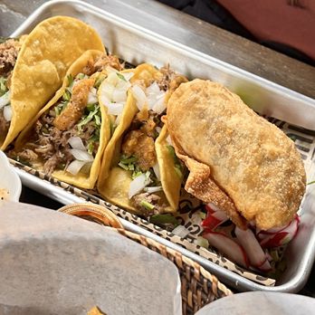 El Jardin - TACOS DE CARNITAS  BIRRIA PORK EGG ROLL - Mexican Near Me - Passaic, New Jersey