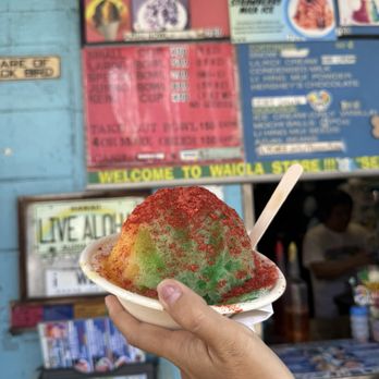 Waiola Shave Ice - Obama rainbow plus li hing and lychee drizzle - Ice Cream & Frozen Yogurt Near Me - Honolulu, Hawaii Waiola Shave Ice - Obama rainbow plus li hing and lychee drizzle - Ice Cream & Frozen Yogurt Near Me - Honolulu, Hawaii