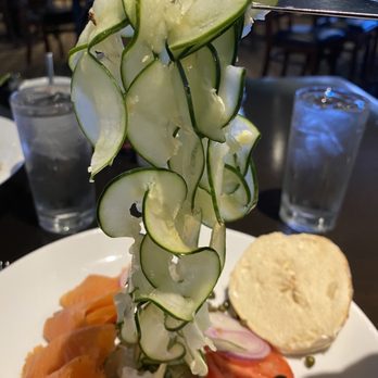Twenty6 - Interesting cucumber ribbons on the LOX & BAGEL - New American Near Me - La Quinta, California Twenty6 - Interesting cucumber ribbons on the LOX & BAGEL - New American Near Me - La Quinta, California