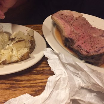 Bynum's Steakhouse - Prime rib arrived and was almost 3" thick! - Steakhouses Near Me - Martinsville, Indiana Bynum's Steakhouse - Prime rib arrived and was almost 3" thick! - Steakhouses Near Me - Martinsville, Indiana