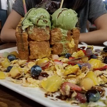 Double Chin Modern Asian Restaurant - Matcha cubed toast. $16. WORTH IT. - Asian Fusion Near Me - Boston, Massachusetts Double Chin Modern Asian Restaurant - Matcha cubed toast. $16. WORTH IT. - Asian Fusion Near Me - Boston, Massachusetts