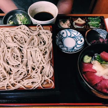 Soba-ya - lunch don and soba set (cold soba with dipping sauce and tuna don) - Japanese Near Me - New York, New York