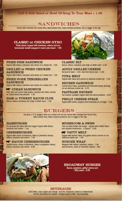 Menu photo 4 Broadway Diner Bartow, FL