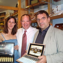 Pfeifen Fischer - Sonja Painsipp, Christopher Mey of Rocky Patel Premium Cigars and Klaus Fischer of Pfeifen Fischer.