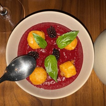 Nai  - Nai's Beet Salmorejo with Tofu and Blackberries - Tapas/Small Plates Near Me - New York, New York