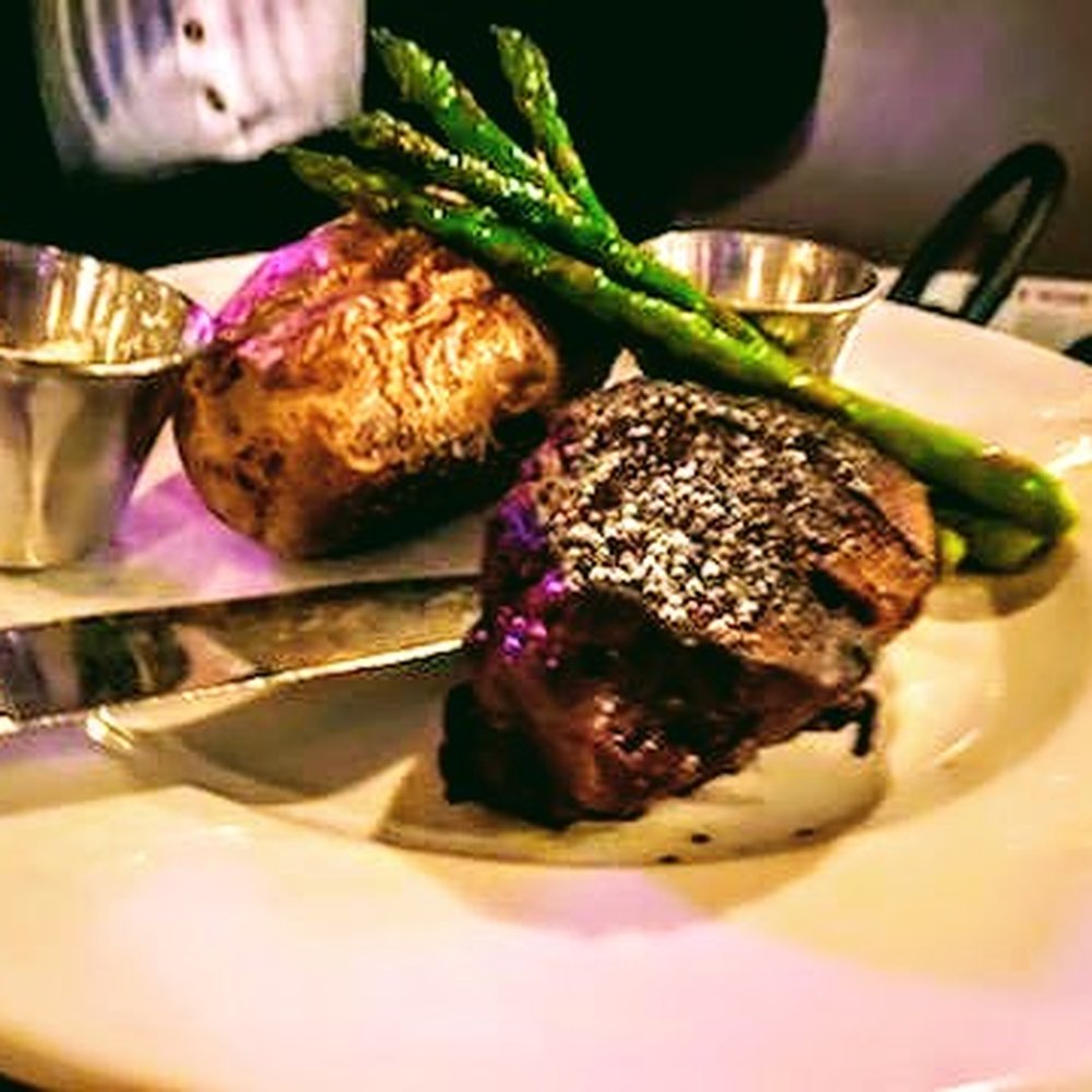Jeffrey's - Center Cut Filet Mignon cooked well done because my coworker didn't listen to me but still juicy! - Steakhouses Near Me - Mooresville, North Carolina Jeffrey's - Center Cut Filet Mignon cooked well done because my coworker didn't listen to me but still juicy! - Steakhouses Near Me - Mooresville, North Carolina