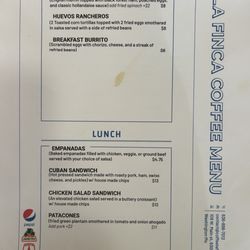 La Finca Coffee - Food menu