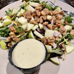 Apple & Walnut Salad. Yummy dressing. So filling. I was determined to finish this plate full. Apple & Walnut Salad. Yummy dressing. So filling. I was determined to finish this plate full.