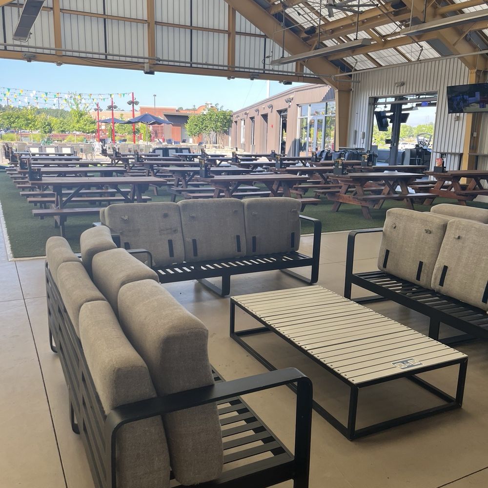 Topgolf - covered outdoor seating area - Golf Near Me - Augusta, Georgia