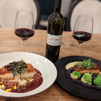 Leoness Cellars - Sea bass and  pistachio crusted salmon - Venues & Event Spaces Near Me - Temecula, California