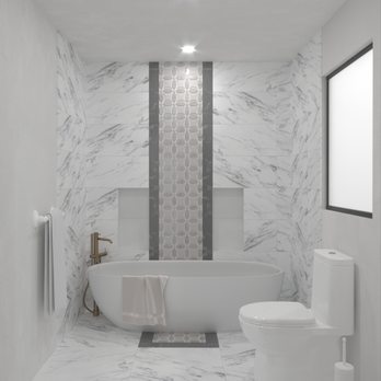 Custom Kitchen Refacers - a white marble bathroom - General Contractors Near Me - Washington, DC, District of Columbia