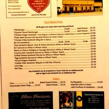 Fish Creel - inside of menu - Salad Near Me - Anderson, Alabama