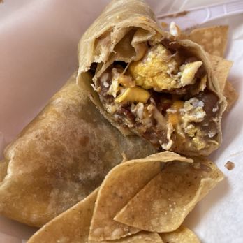 Campos Famous Burritos - Breakfast Burrito with eggs, cheese, beans and bacon - Mexican Near Me - Simi Valley, California