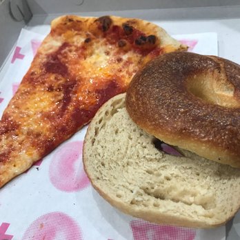 Bagel + Slice Pizza Shop - Slice of cheese pizza and a plan bagel. - Bagels Near Me - Los Angeles, California Bagel + Slice Pizza Shop - Slice of cheese pizza and a plan bagel. - Bagels Near Me - Los Angeles, California