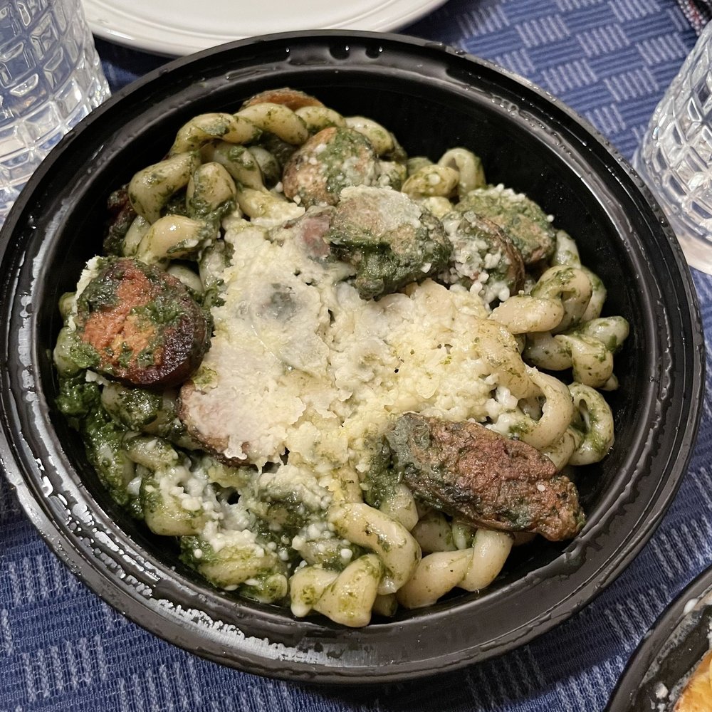 Lilly's Gourmet Pasta Express - Build-your-own fusilli with pesto and sweet sausage - Italian Near Me - Boston, Massachusetts Lilly's Gourmet Pasta Express - Build-your-own fusilli with pesto and sweet sausage - Italian Near Me - Boston, Massachusetts