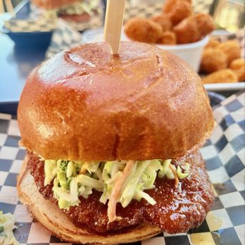 Kinfolks Flatstone Grill - Hot honey chicken sandwich - Burgers Near Me - Riverbank, California Kinfolks Flatstone Grill - Hot honey chicken sandwich - Burgers Near Me - Riverbank, California