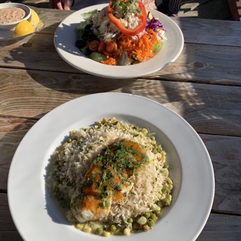 The Wharf - Dungeness crab salad & halibut!! - Seafood Near Me - Fort Bragg, California