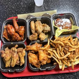 Chicken 24 Traditional Wings - Large French Fries - 2pc Lucky's Deep Fried Biscuits Chicken 24 Traditional Wings - Large French Fries - 2pc Lucky's Deep Fried Biscuits
