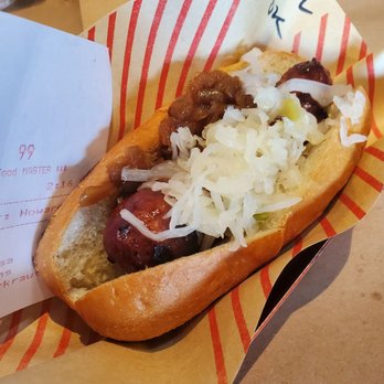 Wurstküche - Kielbasa w/ Caramelized Onions and Sauerkraut - Hot Dogs Near Me - Los Angeles, California Wurstküche - Kielbasa w/ Caramelized Onions and Sauerkraut - Hot Dogs Near Me - Los Angeles, California