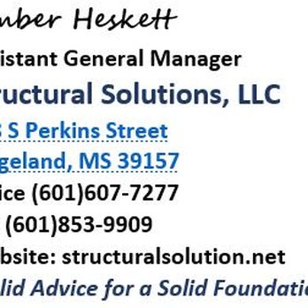 Structural Solutions - business card for amber hexett - General Contractors Near Me - Ridgeland, Mississippi Structural Solutions - business card for amber hexett - General Contractors Near Me - Ridgeland, Mississippi