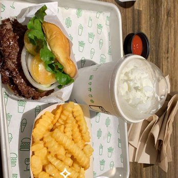 Shake Shack I-Drive - Double hamburger with fries and a cookies and cream shake. - Ice Cream & Frozen Yogurt Near Me - Orlando, Florida