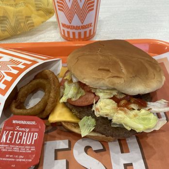 Whataburger - Combo 1. Add cheese and onion Rings. Really good Burger! - Fast Food Near Me - Mauldin, South Carolina