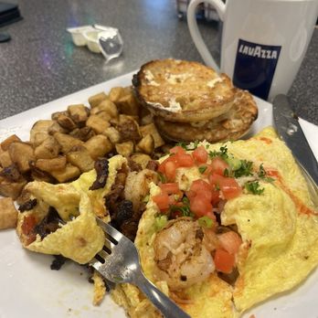 New Day Cafe - Shrimp omelette was tasty! - Breakfast & Brunch Near Me - Leland, North Carolina