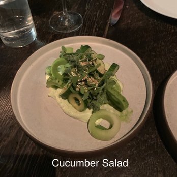Dirt Candy - Multiple cucumbers topped with gorgeous crystalline ice leaf lettuce. - Vegetarian Near Me - New York, New York