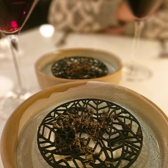 Echelon Kitchen and Bar - Truffle Anolini: black truffle, parmesan foam, braised greens, pickled kohlrabi - Bars Near Me - Ann Arbor, Michigan Echelon Kitchen and Bar - Truffle Anolini: black truffle, parmesan foam, braised greens, pickled kohlrabi - Bars Near Me - Ann Arbor, Michigan