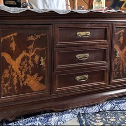 Second Image Thrift Store - Beautiful Mid-Century Asian style Sideboard (before cleaning)