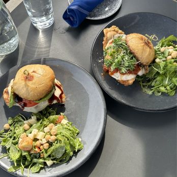 Vicino - Side salad, chicken parm sandwich, and chicken caprese sandwich. - Italian Near Me - Indianapolis, Indiana Vicino - Side salad, chicken parm sandwich, and chicken caprese sandwich. - Italian Near Me - Indianapolis, Indiana