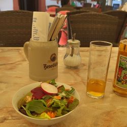 Gaststätte Rössel - Der Beilagensalat ist frisch, dazu schmeckt eine lokale Streuner Apfelschorle.