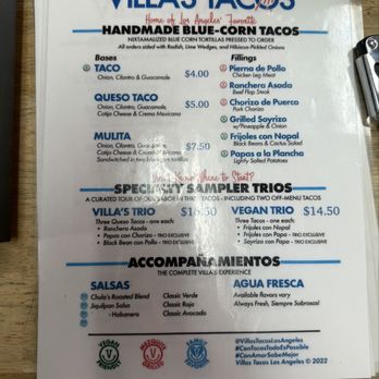 Villa's Tacos - Menu - 2026 - Tacos Near Me - Los Angeles, California Villa's Tacos - Menu - 2026 - Tacos Near Me - Los Angeles, California