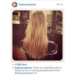 Hair Goddess of NY - Jessica James Decker wearing our hair extensions