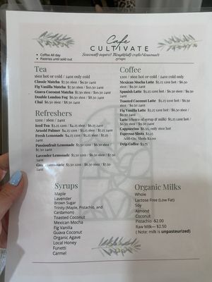Menu photo 1 Cafe Cultivate Redlands, CA Menu photo 1 Cafe Cultivate Redlands, CA