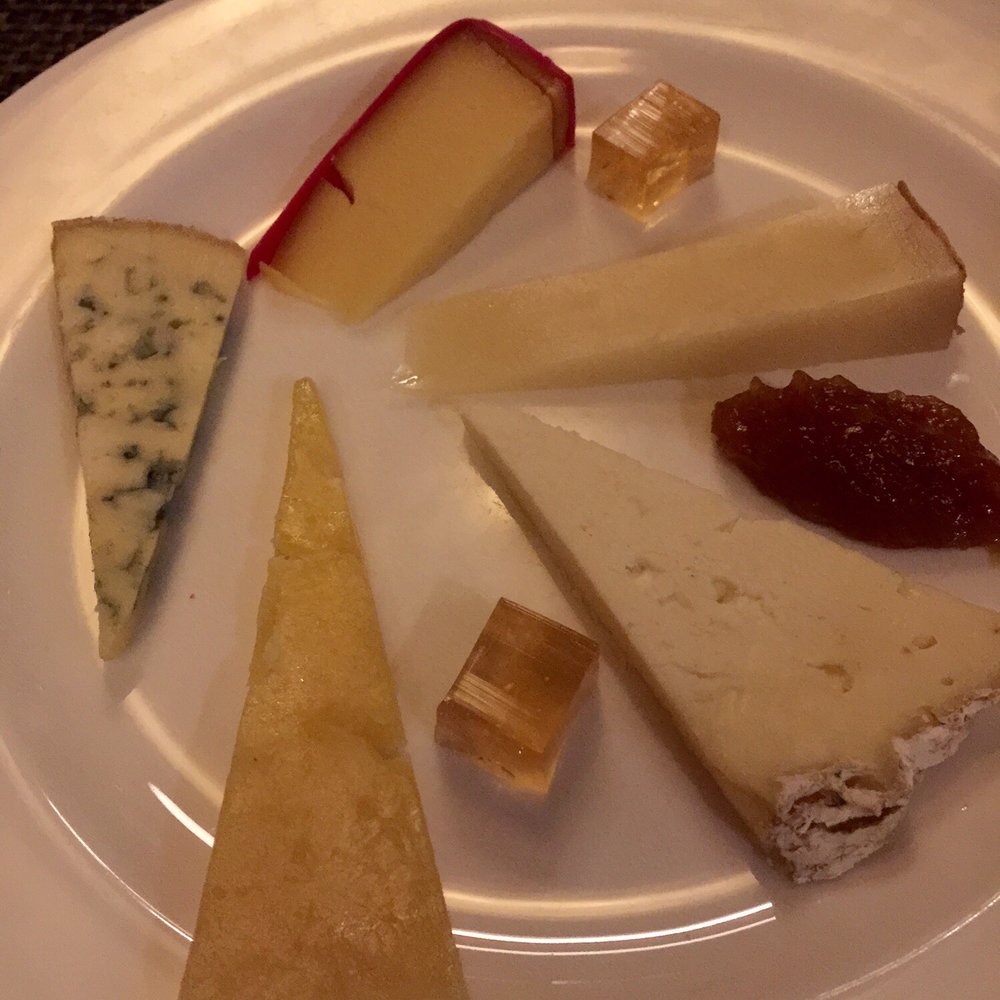 Castle Terrace - Assorted Scottish cheeses from the 30+ selection carte.  Quince jelly and pear puree - British Near Me - Edinburgh, EDH