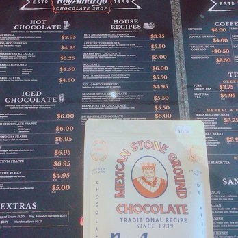 Rey Amargo Chocolate Shop - Part of the menu with a take home bag for later - Chocolatiers & Shops Near Me - Seattle, Washington