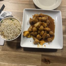 Orange chicken with fried rice Orange chicken with fried rice