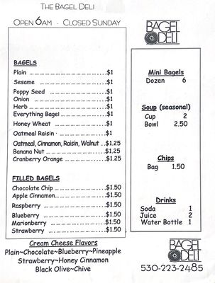 Menu photo 2 Bagel Deli Redding, CA