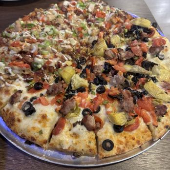 Mountain Mike's Pizza - Half Swiss alps half bbq chicken - Pizza Near Me - Reno, Nevada Mountain Mike's Pizza - Half Swiss alps half bbq chicken - Pizza Near Me - Reno, Nevada