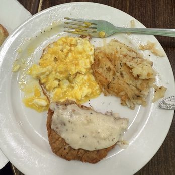Rosy's Cafe - Shared plate of chicken fried steak n eggs with hash browns. - American Near Me - Hayward, California