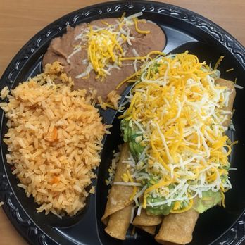 El Ranchito Taco Shop - Delicious chicken taquitos with beans and rice. - Mexican Near Me - Temecula, California