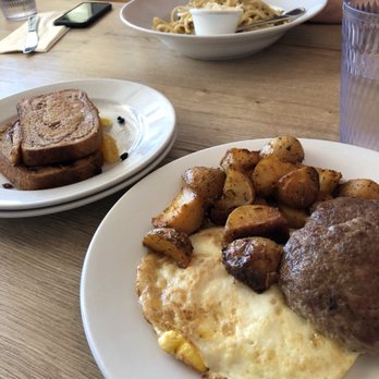 Hugo's - The original order of the eggs only comes with potatoes. Add sausage for $4.50, and add two French toast for $6.50.. (total $23 w tax...) - Breakfast & Brunch Near Me - Studio City, California Hugo's - The original order of the eggs only comes with potatoes. Add sausage for $4.50, and add two French toast for $6.50.. (total $23 w tax...) - Breakfast & Brunch Near Me - Studio City, California
